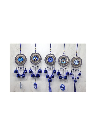 2 Adet Metal Nazar Boncuğu Çan Formlu Dekoratif Aksesuar, Duvar Süsü, Evil Eye Charm, Nazar Bell
