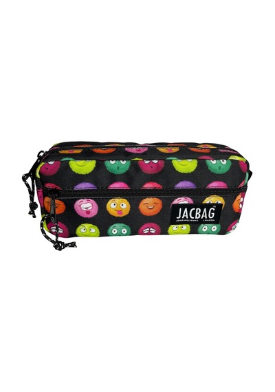 Jacbag Çift Fermuarlı Emoji Kız Çocuk Kalem Kutusu Çok Renkli