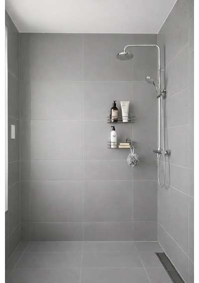 Tek Katlı Duş Rafı Kancalı Banyo Şampuanlık & Organizer 2 Adet Krom Tş-01 Krom