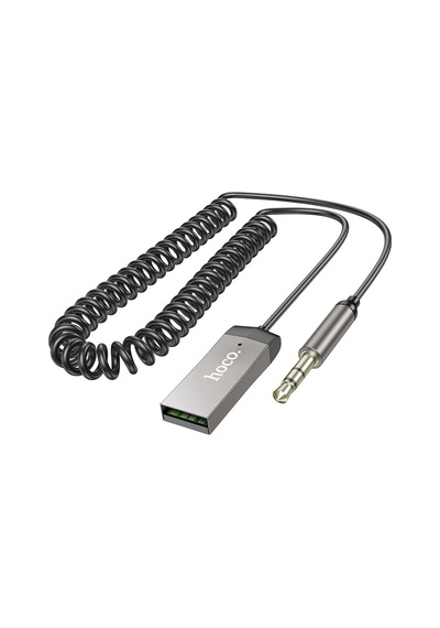 Hoco. E78 Tak Çalıştır Bt Alıcılı 3.5mm Esnek Aux Kablo - Gri