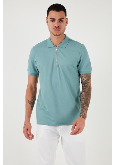 Buratti Pamuklu Regular Fit Fermuarlı Erkek Polo Yaka T Shirt 5902915 Mavi