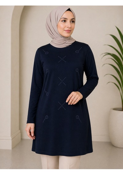 Mutlu City Orta Taş Ve Üzeri Anne Penye Tunik 30644 Lacivert