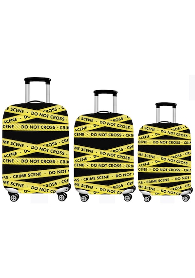 Smart Travel 3lü Set Büyük Orta Kabin Boy Valiz Bavul Koruyucu Kılıfı Şerit Sarı - Siyah