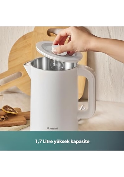 Heatrow Cooltouch 1618h Paslanmaz Çelik El Yakmaz Gövdeli Su Isıtıcısı Beyaz