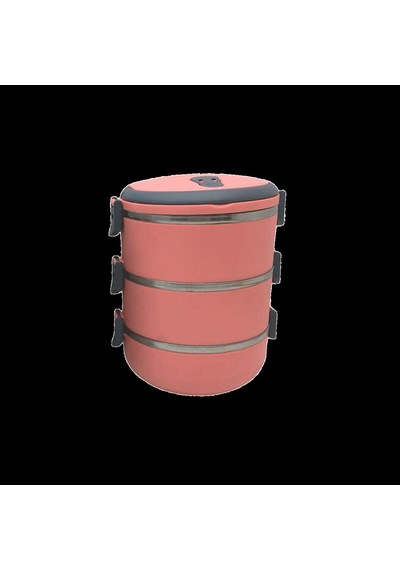 3'lü Sefer Tası Saklama Kabı 1.8 L Koyu Pembe Çok Renkli