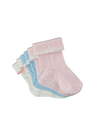 Civil Baby Beautiful Kıvrık 3'lü 6- Bebek Kız Çorap Set - Standart