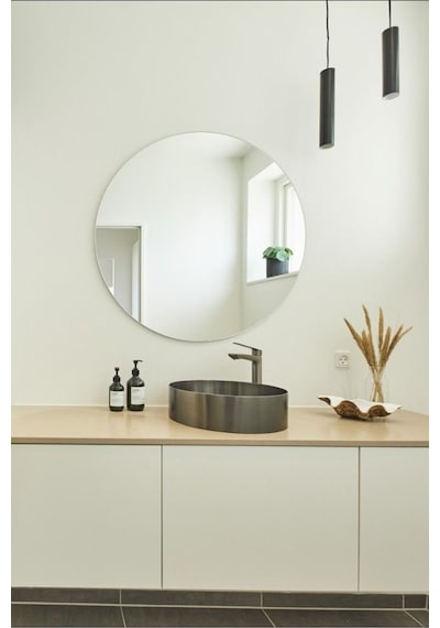 Yuvarlak Ayna, Dekoratif Ayna, Konsol Aynası, Hol Aynası, Dresuar Aynası 45cm Çap 45 X 45 Gümüş