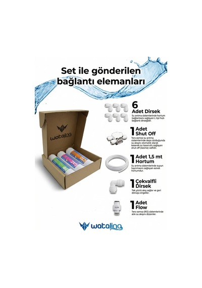 Kapalı Kasa Cihazlara Uyumlu 3 Lü Giriş Seviye Inline Su Arıtma Filtre Seti