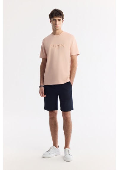Avva Erkek Pembe Bisiklet Yaka Baskılı Bi-stretch İnterlok Regular Fit T-shirt A51y1132