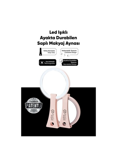 Proco Beauty Pro Led Işıklı Ayakta Durabilen Makyaj Aynası - Şarj Edilebilir Uzun Ömürlü Kullanım Beyaz