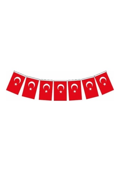 Türk Bayrağı, İpli, Kağıt, Mini, 280cm - 6cm X 10cm - 40'lı Diğer