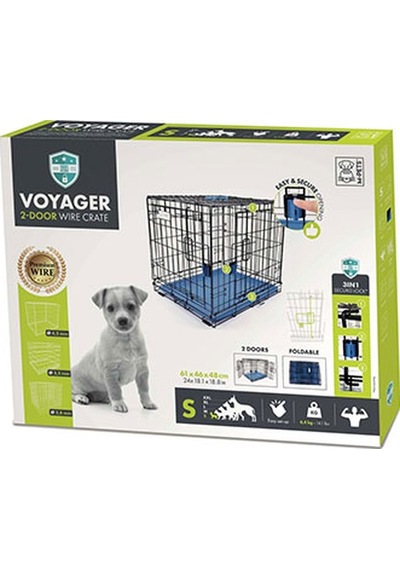 M-pets Voyager 2 Kapılı Köpek Kafesi Small Mavi 61x46x48 Cm 244-52028.01