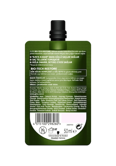 Schwarzkopf Gliss Bio Tech Haftalık Bakım Terapisi Saç Kremi 50 ML