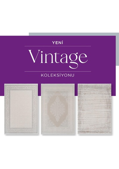 Royal Halı Vintage Vh03b Krem Vizon Akrilik Yumuşak Dokulu Modern Eskitme Halı