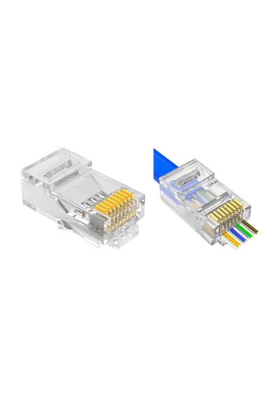 Yeni Nesil Jak Cat5/Cat6 Rj45 Konnektör 100 Lü Paket Delikli