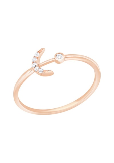 Diamond Line - Gülaylar - Pembe Altın 14 Ayar Ay Yüzük