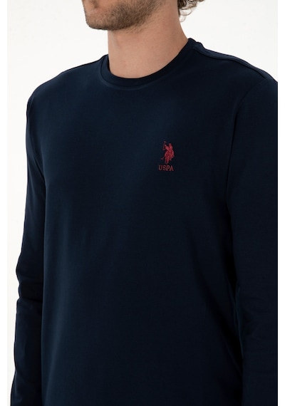 U.S. Polo Assn. Erkek Slim Fit Bisiklet Yaka Lacivert Basic Sweatshirt 50307762-VR033 U.S. Polo Assn. Erkek Slim Fit Bisiklet Yaka Lacivert Basic Sweatshirt 50307762-VR033