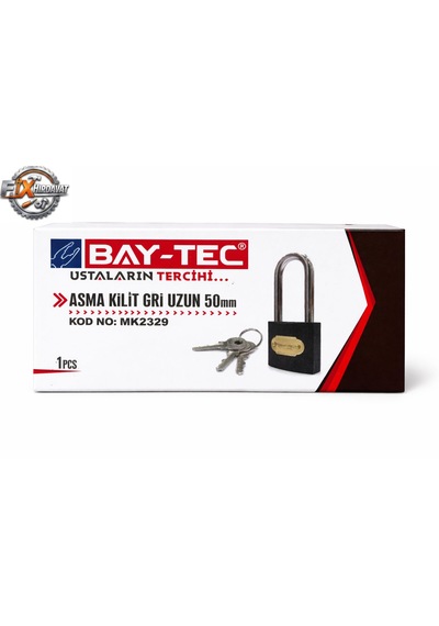 Bay-tec Asma Kilit Gri Uzun 50mm