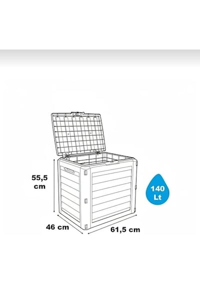 140 Lt Sandık Bahçe Balkon Kiler Depolama Kiler Su Geçirmez, Dayanıklı Plastik Organizer Antrasit