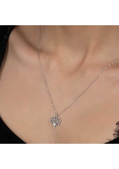 Swarovski Taşlı Gümüş Hayat Ağacı Kadın Kolye (551181103)