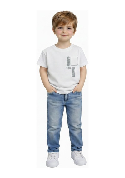 Yale Kids 3-8 Yaş Erkek Çocuk %95 Pamuklu Tişört Beyaz
