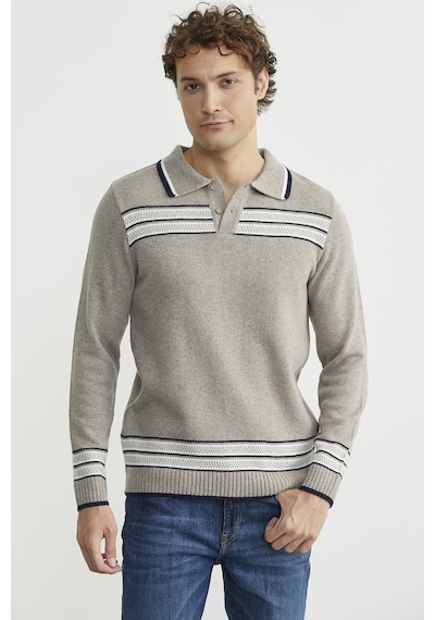 Sementa Polo Yaka Kilim Motifli Triko Kazak - Vizon Vizon