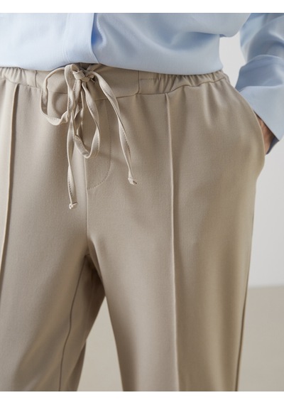 Lcw Comfort Bej Beli Lastikli Havuç Kesim Kadın Pantolon