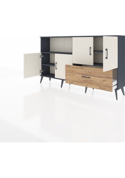 Arges Konsol 4 Raflı Tek Çekmeceli 4 Kapaklı 176x30x99 Antrasit-a Antrasit-aytaşı/çam Arges Konsol 4 Raflı Tek Çekmeceli 4 Kapaklı 176x30x99 Antrasit-a Antrasit-aytaşı/çam