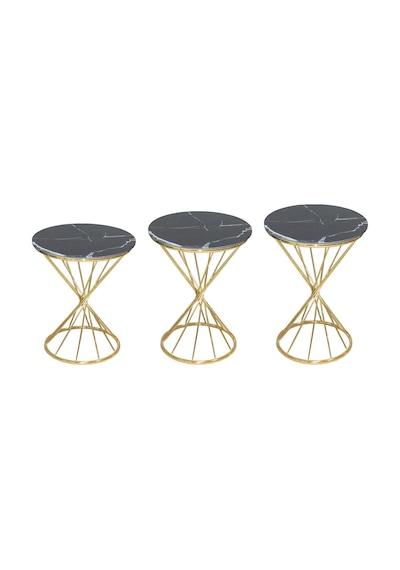 Zigon Rivoli BRC Model Siyah Mermer Temper cam Metal Çelik Gold Renk Kaplama Ayak El Yapım