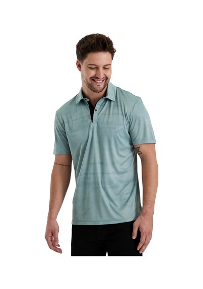 Gölge Desenli Spor Polo Yaka Erkek Kısa Kol Tişört Olive