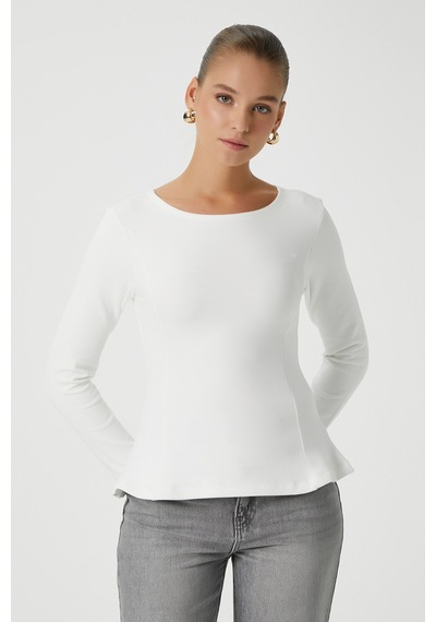 Ritnice Kadın Runa Premium Ekru Peplum Bluz Ekru