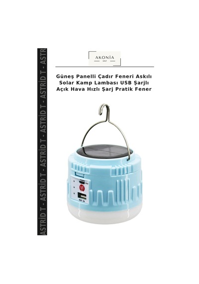 Güneş Panelli Çadır Feneri Askılı Solar Kamp Lambası Usb Şarjlı Açık Hava Hızlı Şarj Pratik Fener Çok Renkli