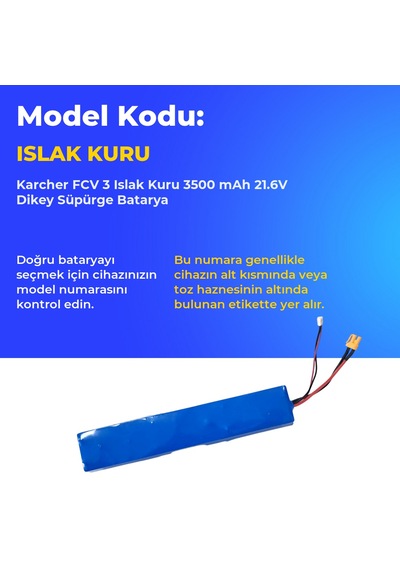 Karcher Fcv 3 Islak Kuru 3500 Mah 21.6v Dikey Süpürge Batarya