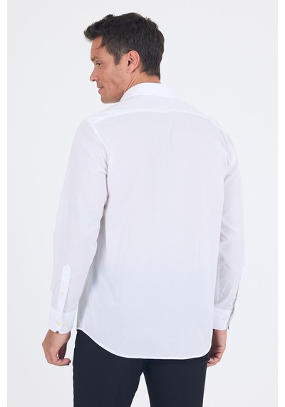 İmza Beyaz Uzun Kol Pamuklu Basic Comfort Fit Gömlek 1004250002 Beyaz