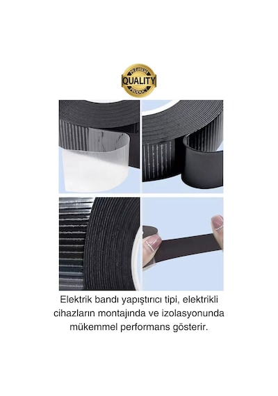 Süper Güçlü 20 Adet Siyah Kauçuk Kendinden Eriyen Bant Elektrik Sızdırmazlık Bandı 5 Mt 1.9 Cm