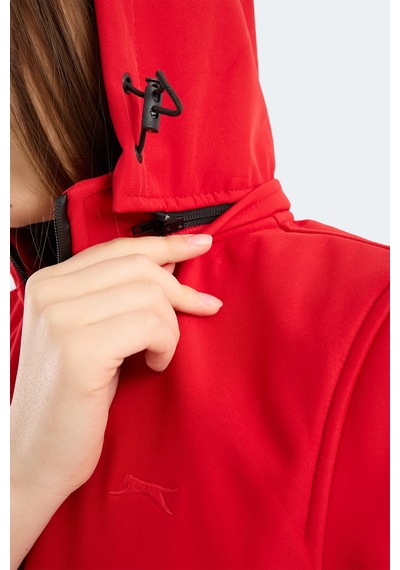 Slazenger Heat Control Kadın Çıkarılabilir Kapüşonlu Kırmızı Mont & Kaban Kırmızı