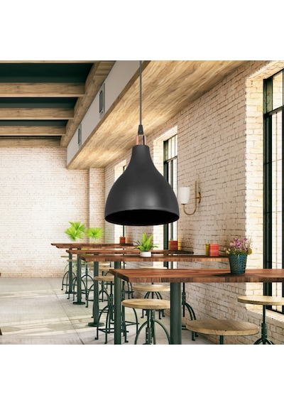 Solid Mika Tekli Tavan Sarkıt Avize Siyah Renk Mutfak Hol Cafe İşletme Siyah