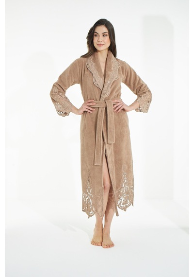Dantelli Bambu Cotton Triga Bornoz Bej