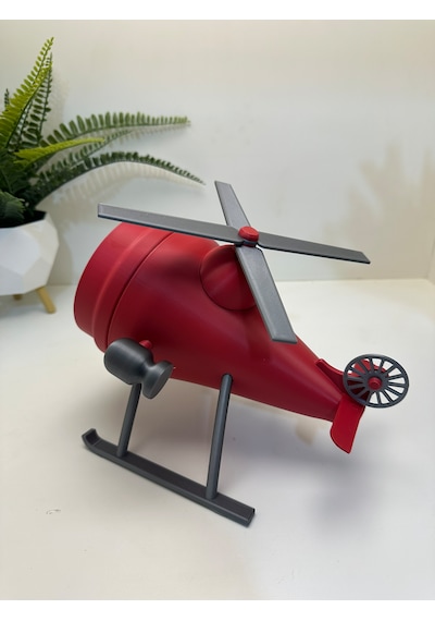 3d Baskı Uçak Tasarımlı Dekoratif Masa Saati Beyaz Kırmızı