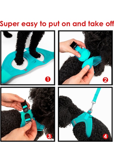Air-Mesh Küçük ve Orta Irk Kedi Köpek Göğüs Tasması - Yumuşak, Nefes Alabilir, Dayanıklı TURKUAZ XL