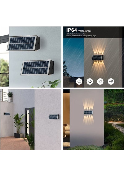 20 Watt, Çok Kaliteli, Güneş Enerjisi İle Çalışır Dekoratif Dış Mekan Aplik Solar Bahçe Duvar Aplik Gün Işığı - Sarı