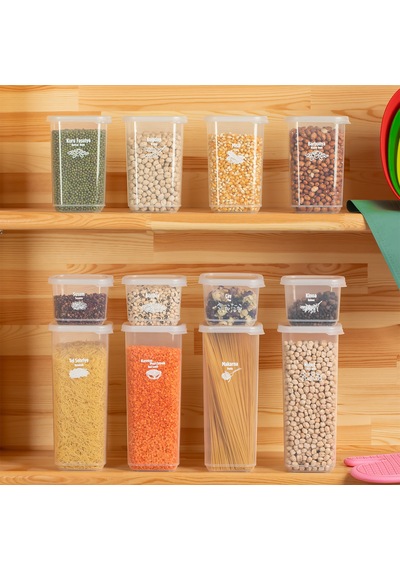 Porsima 1175 12'li Etiketli Renkli Kapaklı Gıda Saklama Kabı Seti
