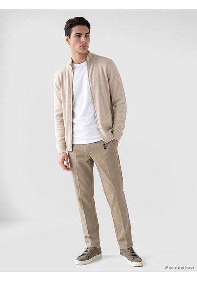 Lcwaıkıkı Classic Bej Regular Fit Dik Yaka Erkek Triko Hırka
