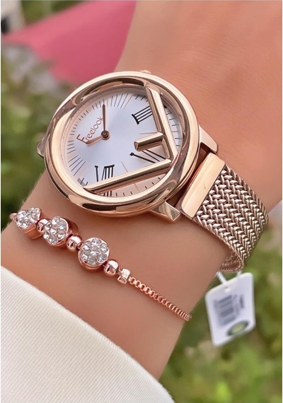 Freelook Mrd11458 Rose Gold Çelik Kordon Kadın Kol Saati Bileklik Hediyeli