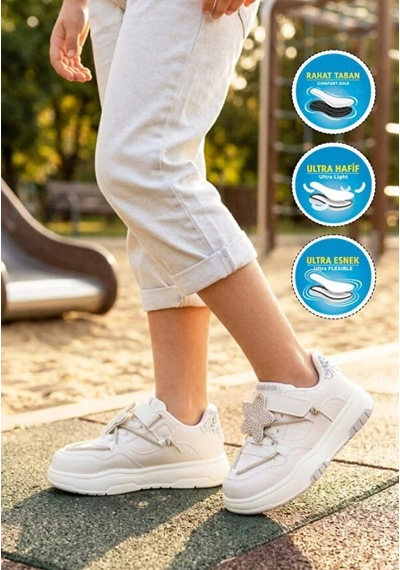 Cool Yıldız Ortopedik Çocuk Spor Ayakkabı Beyaz