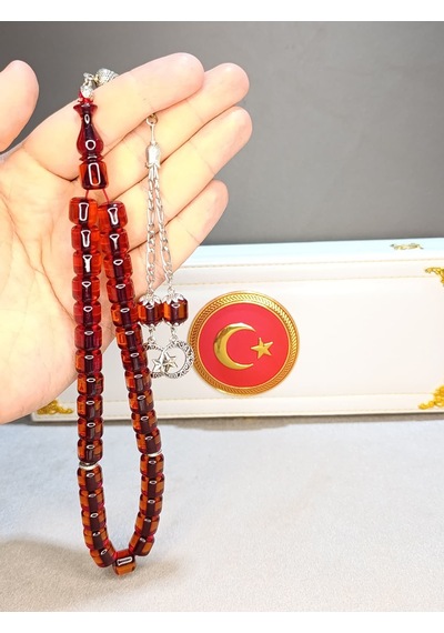 Sıkma Kehribar Tesbih Büyük Boy Usta Yapımı