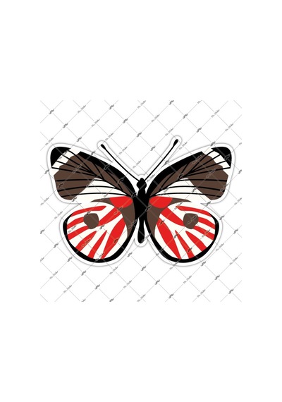 Bay Etiket Btf2 Kirmizi Kahverengi Kelebek Sticker