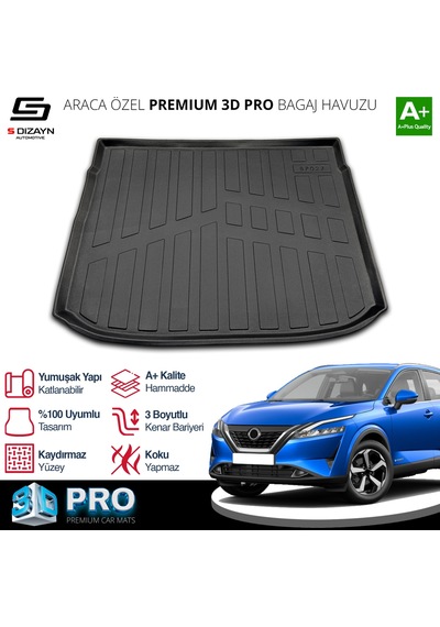 S-dizayn Nissan Qashqai E-power 3d Pro Bagaj Havuzu Üst Bagaj 2021 Üzeri A+ Kalite