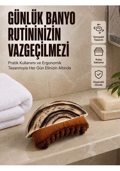 Fırçası Vücut Temizleme Fırçası Ahşap Desenli Yumuşak Kıllı Banyo Fırçası