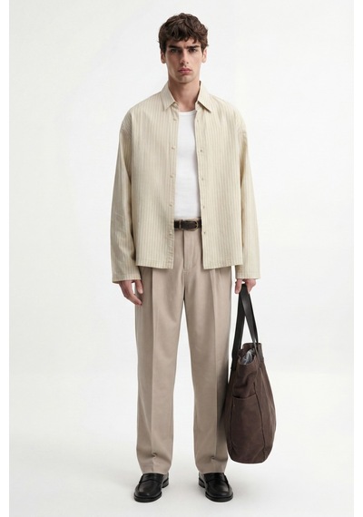 Antioch Relaxed Fit Çizgili Erkek Gömlek Bej